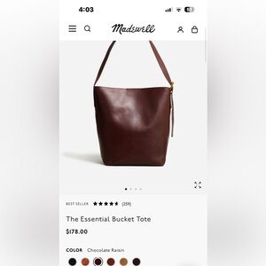 NWT Essential Bucket Tote Chocolate Raisin